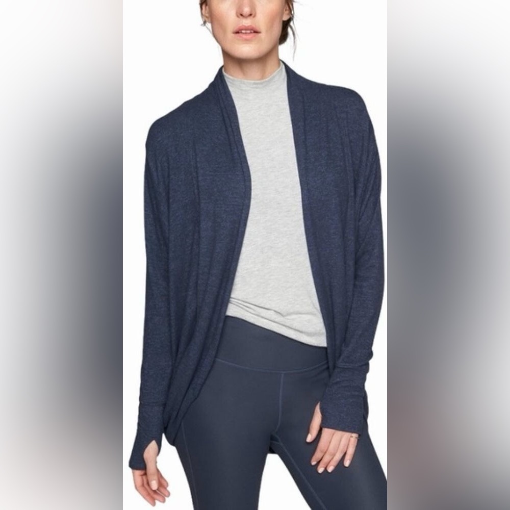 Athleta Luxe Pose Wrap Cardigan – Heathered Navy – Size Small